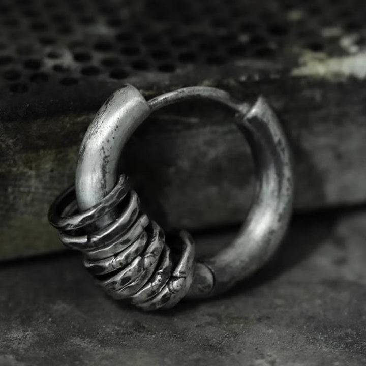 Buddha Stones 925 Sterling Silber Handgehämmerte Schutzohrringe  - image 1