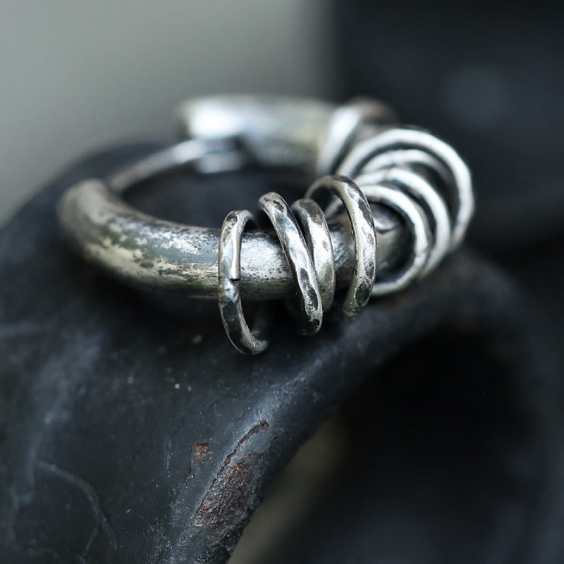 Buddha Stones 925 Sterling Silber Handgehämmerte Schutzohrringe  - image 2