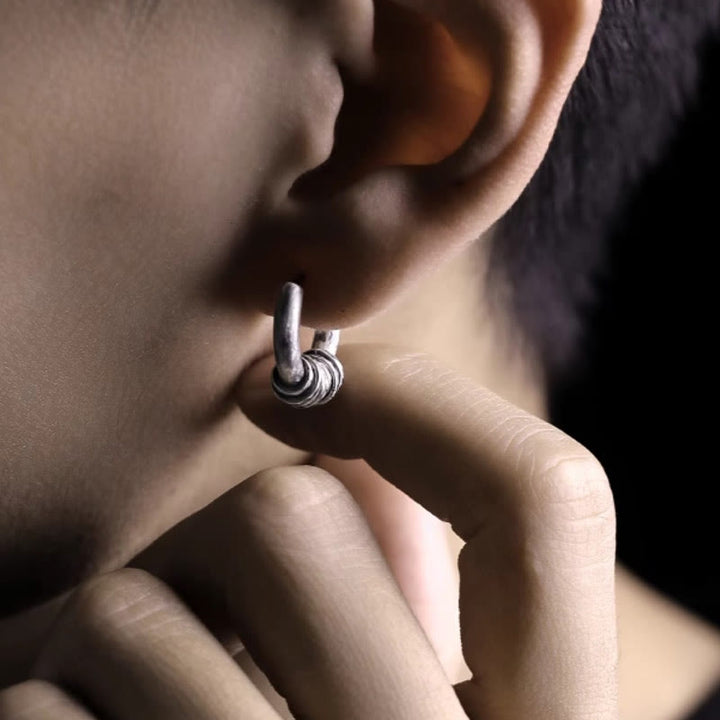 Buddha Stones 925 Sterling Silber Handgehämmerte Schutzohrringe  - image 14