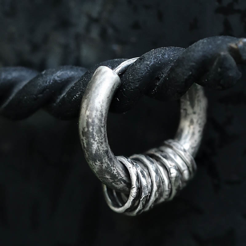 Buddha Stones 925 Sterling Silber Handgehämmerte Schutzohrringe  - image 3