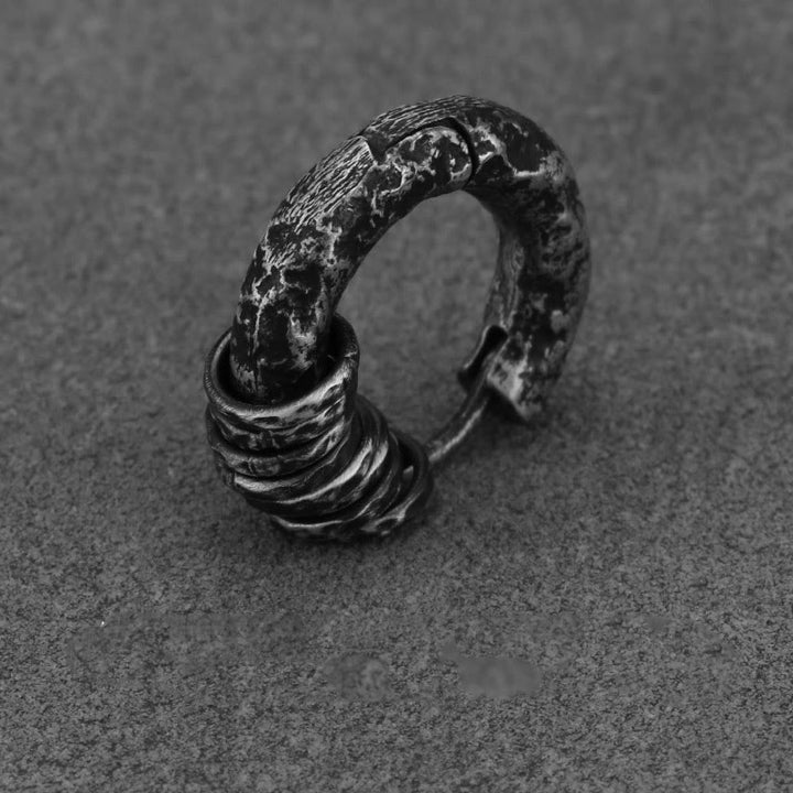 Buddha Stones 925 Sterling Silber Handgehämmerte Schutzohrringe  - Anthrazitschwarz - Einzel - image 15