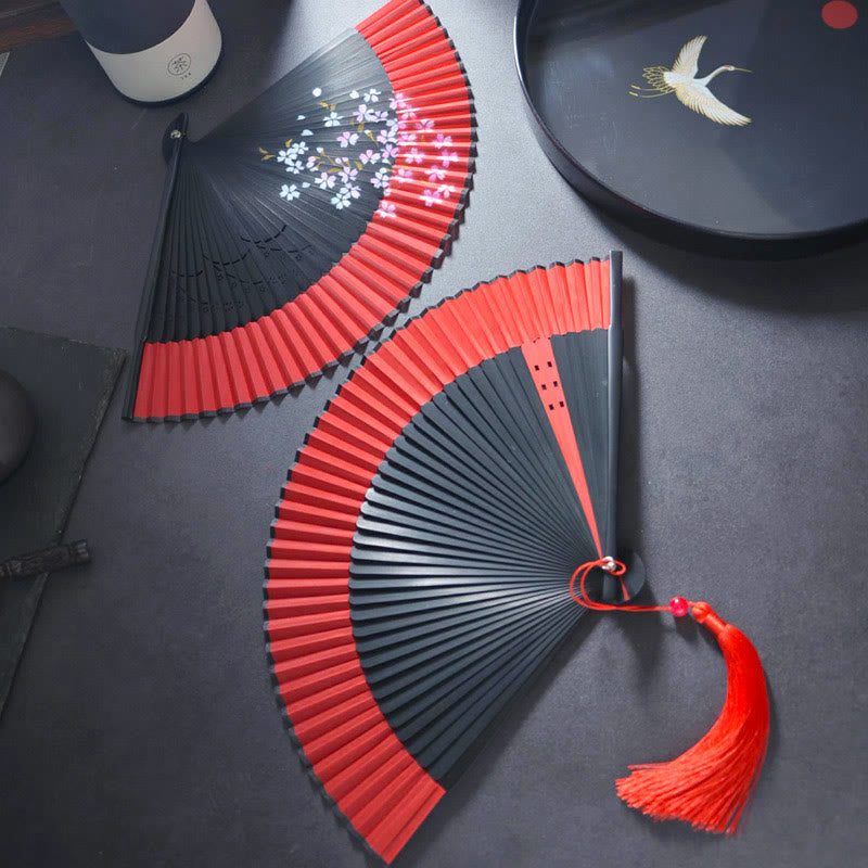 Buddha Stones, Blumen-Kaninchen, Sprühlackierung, Handventilator aus Baumwollleinen, Bambus, Faltfächer - image 11