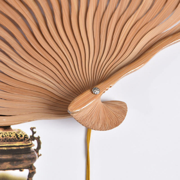 Buddha Stones, Kraniche, glückverheißende Wolken, einfarbiger Farbverlauf, Handfächer aus Baumwollleinenstoff und Bambus