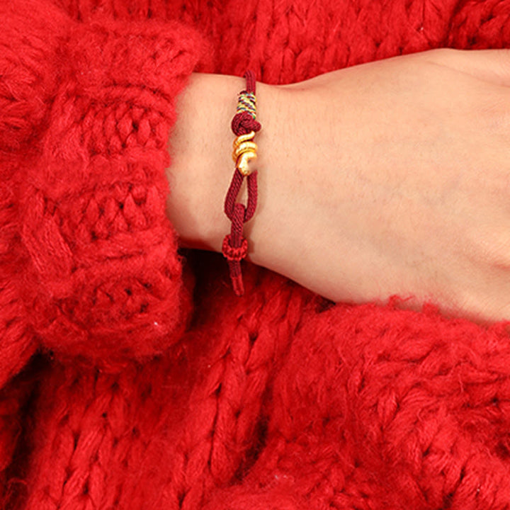 Buddha Stones 999 Gold Jahr der Schlange Design Handgefertigtes Glücksschutzseil Geflochtenes Armband - image 8