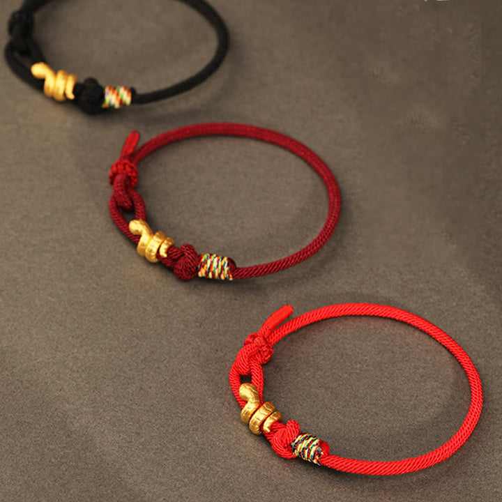 Buddha Stones 999 Gold Jahr der Schlange Design Handgefertigtes Glücksschutzseil Geflochtenes Armband - image 21