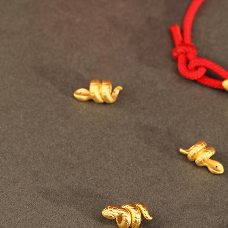 Buddha Stones 999 Gold Jahr der Schlange Design Handgefertigtes Glücksschutzseil Geflochtenes Armband - image 16