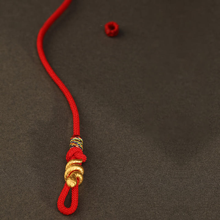Buddha Stones 999 Gold Jahr der Schlange Design Handgefertigtes Glücksschutzseil Geflochtenes Armband - image 15