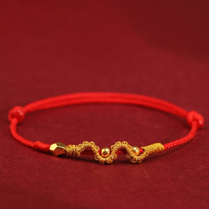 Buddha Stones 999 Gold Jahr der Schlange Handgefertigtes Glücks- und Kraft-Fußkettchen aus geflochtenem Armband - 999 Gold Mini Two Bead Snake - Fußkettchen (Fußkettchenumfang 19-23 cm) - image 7