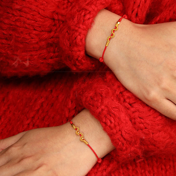 Buddha Stones 999 Gold Jahr der Schlange Handgefertigtes Glücks- und Kraft-Fußkettchen aus geflochtenem Armband - image 10