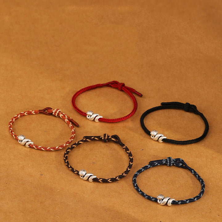 Buddha Stones 999 Sterling Silber Jahr der Schlange Handgemachtes Kupfermünzen-Schutz-Geflochtenes Armband - image 18