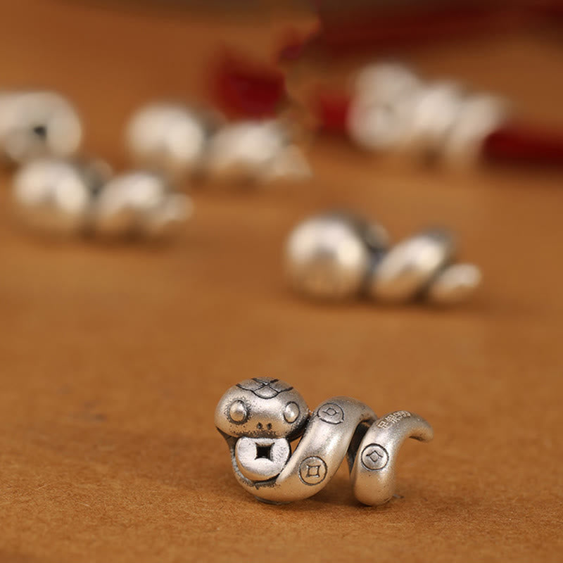 Buddha Stones 999 Sterling Silber Jahr der Schlange Handgemachtes Kupfermünzen-Schutz-Geflochtenes Armband - image 3