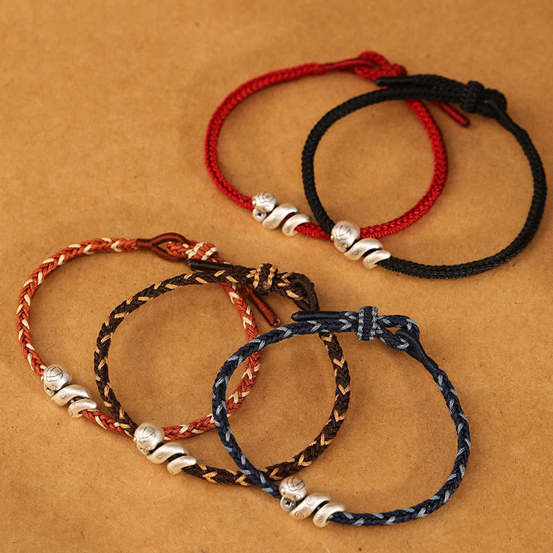 Buddha Stones 999 Sterling Silber Jahr der Schlange Handgemachtes Kupfermünzen-Schutz-Geflochtenes Armband - image 19