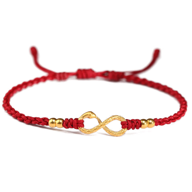 Buddha Stones 999 Gold Jahr der Schlange Ewiger Endloser Knoten Unendlichkeit Handgemachtes Glücksarmband - image 18