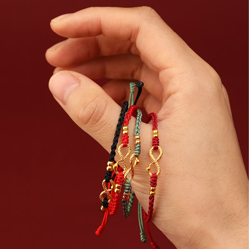 Buddha Stones 999 Gold Jahr der Schlange Ewiger Endloser Knoten Unendlichkeit Handgemachtes Glücksarmband - image 11