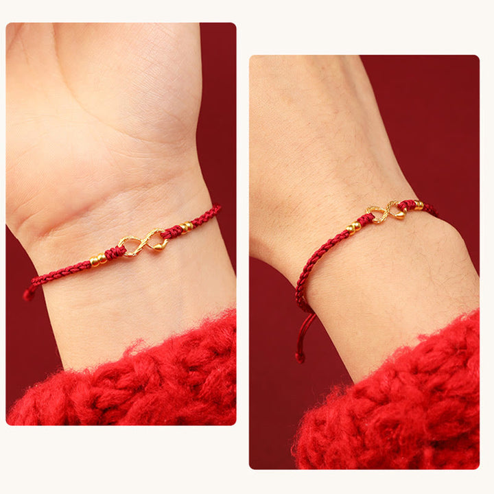 Buddha Stones 999 Gold Jahr der Schlange Ewiger Endloser Knoten Unendlichkeit Handgemachtes Glücksarmband - image 15