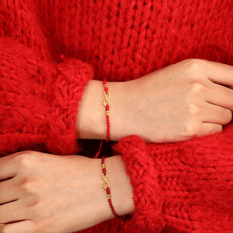 Buddha Stones 999 Gold Jahr der Schlange Ewiger Endloser Knoten Unendlichkeit Handgemachtes Glücksarmband - image 16