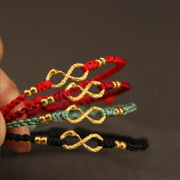 Buddha Stones 999 Gold Jahr der Schlange Ewiger Endloser Knoten Unendlichkeit Handgemachtes Glücksarmband - image 10