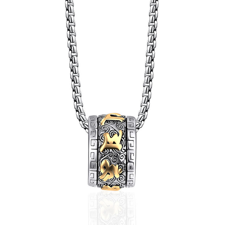 Buddha Stones ​​tibetischen Om Mani Padme Hum Titan Stahl Frieden Halskette Anhänger - Goldenes Om Mani Padme Hum - image 1