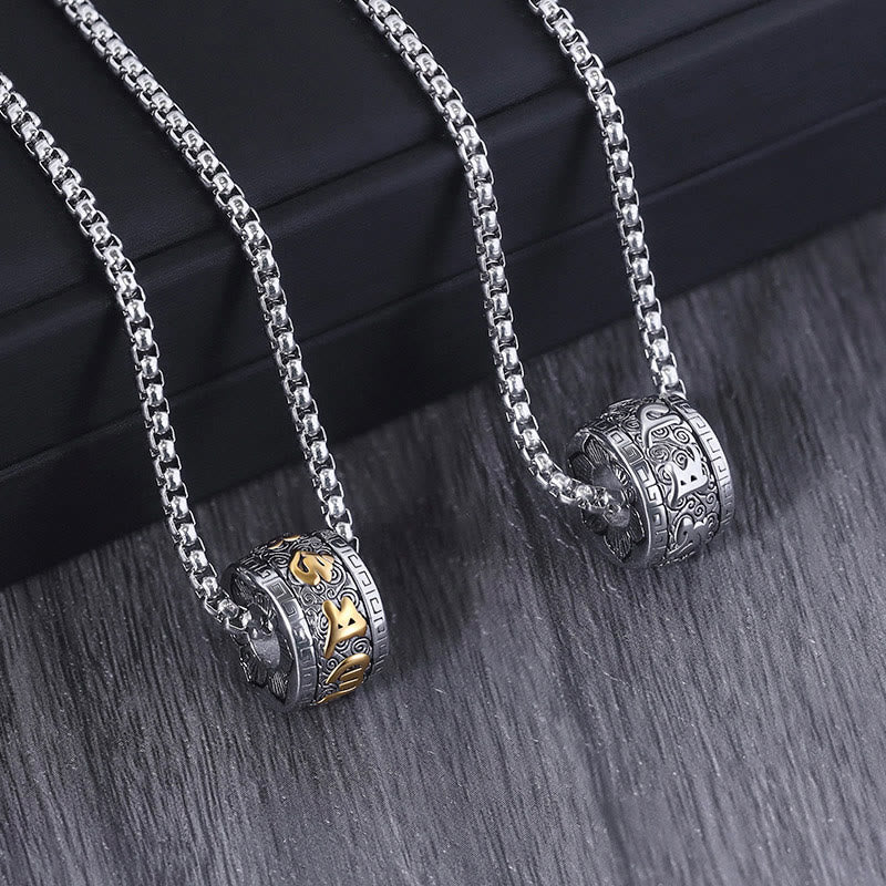 Buddha Stones ​​tibetischen Om Mani Padme Hum Titan Stahl Frieden Halskette Anhänger - image 1