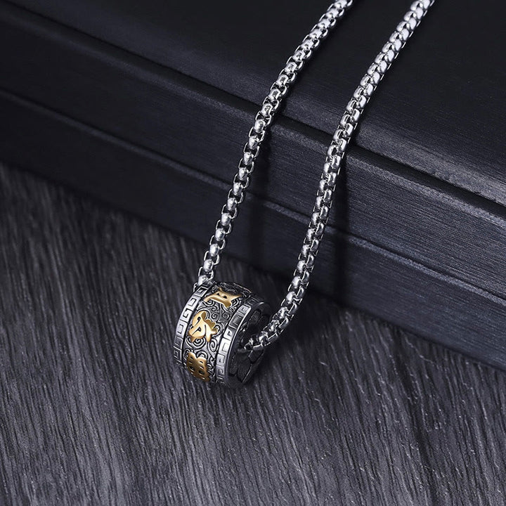 Buddha Stones ​​tibetischen Om Mani Padme Hum Titan Stahl Frieden Halskette Anhänger - image 3
