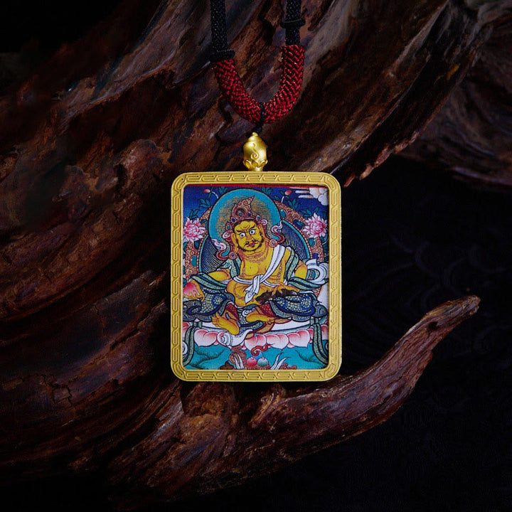 Buddha Stones, tibetischer Zakiram, neunschwänziger Fuchs, gelber Gott des Reichtums, bemalt, Thangka, Hoffnung, Halskettenanhänger - Gelber Gott des Reichtums - image 10