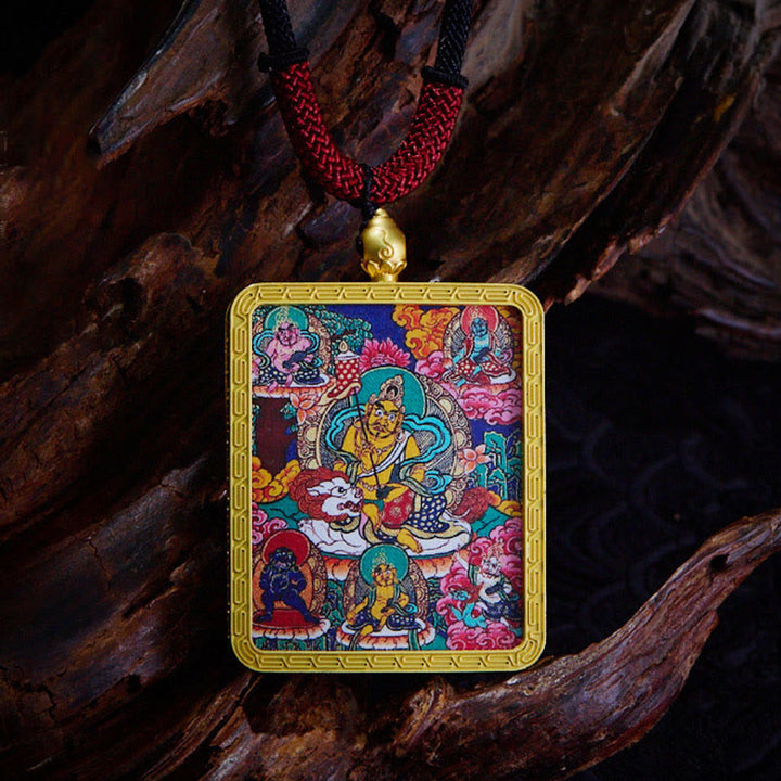 Buddha Stones, tibetischer Zakiram, neunschwänziger Fuchs, gelber Gott des Reichtums, bemalt, Thangka, Hoffnung, Halskettenanhänger - Fünf Wege zum Gott des Reichtums - image 11
