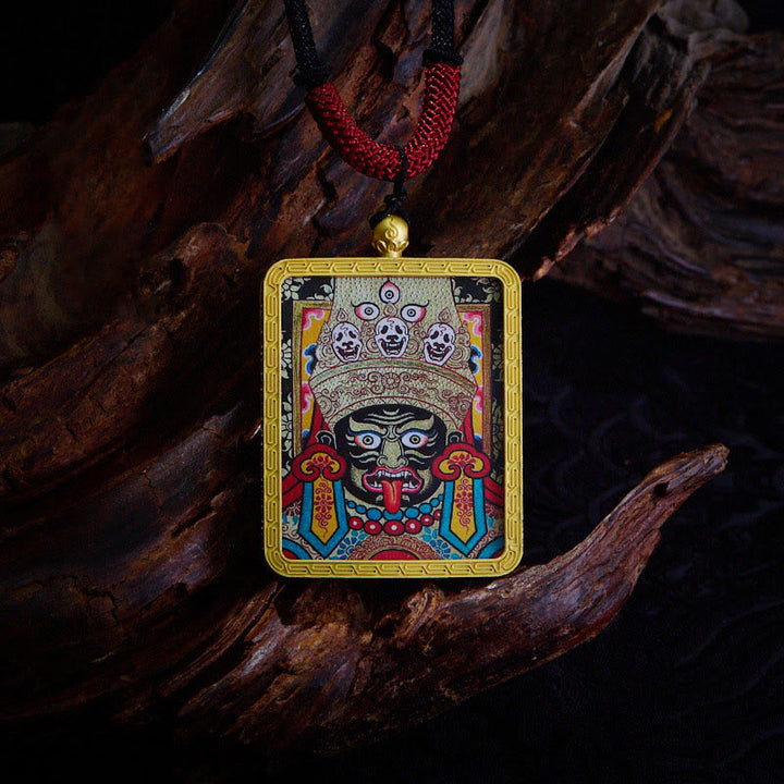 Buddha Stones, tibetischer Zakiram, neunschwänziger Fuchs, gelber Gott des Reichtums, bemalt, Thangka, Hoffnung, Halskettenanhänger - Zakiram Blau - image 18