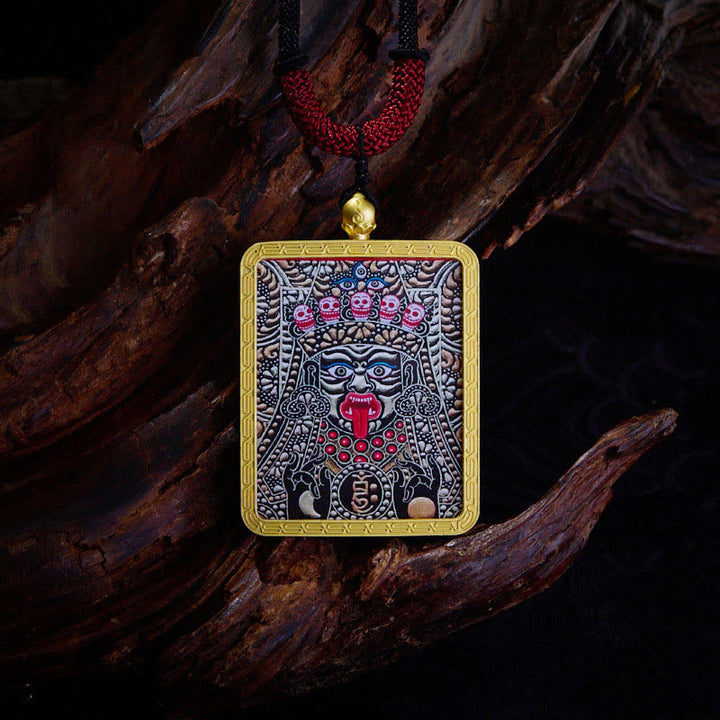 Buddha Stones, tibetischer Zakiram, neunschwänziger Fuchs, gelber Gott des Reichtums, bemalt, Thangka, Hoffnung, Halskettenanhänger - Zakiram Lila - image 19