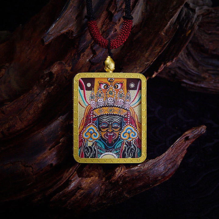 Buddha Stones, tibetischer Zakiram, neunschwänziger Fuchs, gelber Gott des Reichtums, bemalt, Thangka, Hoffnung, Halskettenanhänger - Zakiram Beige - image 20