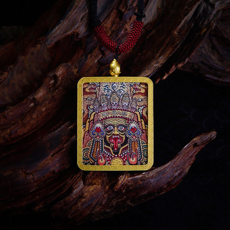 Buddha Stones, tibetischer Zakiram, neunschwänziger Fuchs, gelber Gott des Reichtums, bemalt, Thangka, Hoffnung, Halskettenanhänger - Zakiram Rot - image 21