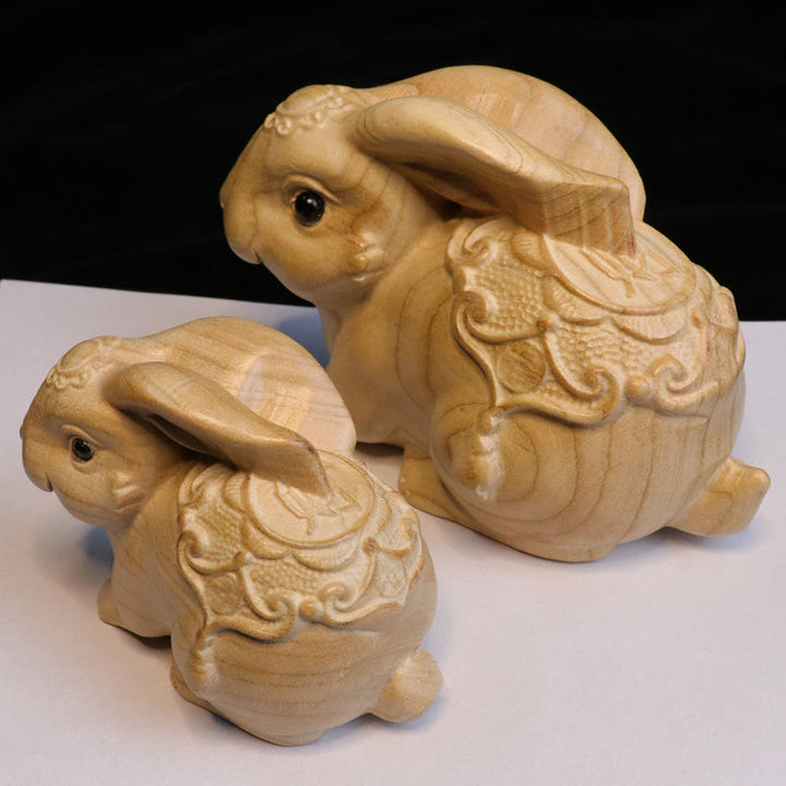 Buddha Stones, Jahr der Schlange, chinesisches Sternzeichen Fu-Charakter, Pfirsichholz, Statue für Zuhause, Dekoration - Ein Kaninchen für Reichtum - Höhe 11,5 cm - image 18