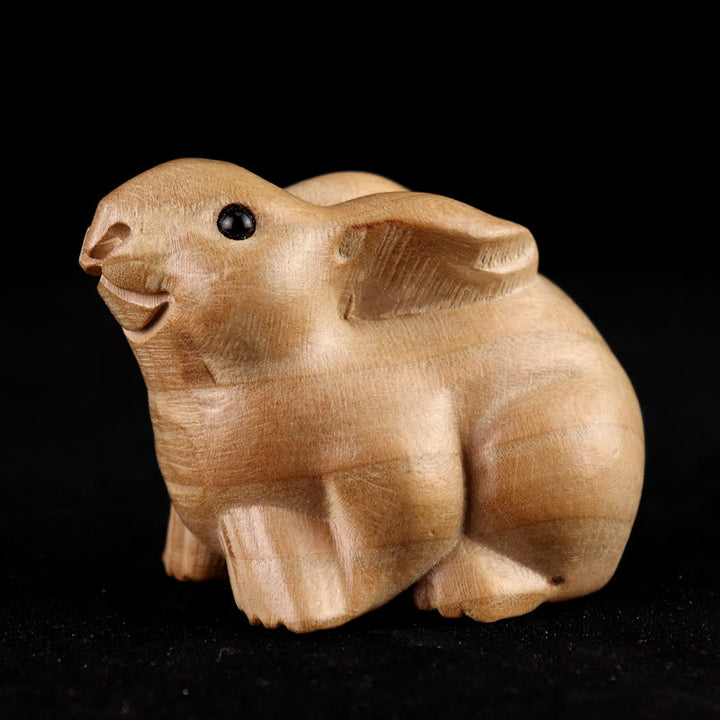 Buddha Stones, Jahr der Schlange, chinesisches Sternzeichen Fu-Charakter, Pfirsichholz, Statue für Zuhause, Dekoration - Kaninchen - Höhe 11,5 cm - image 17