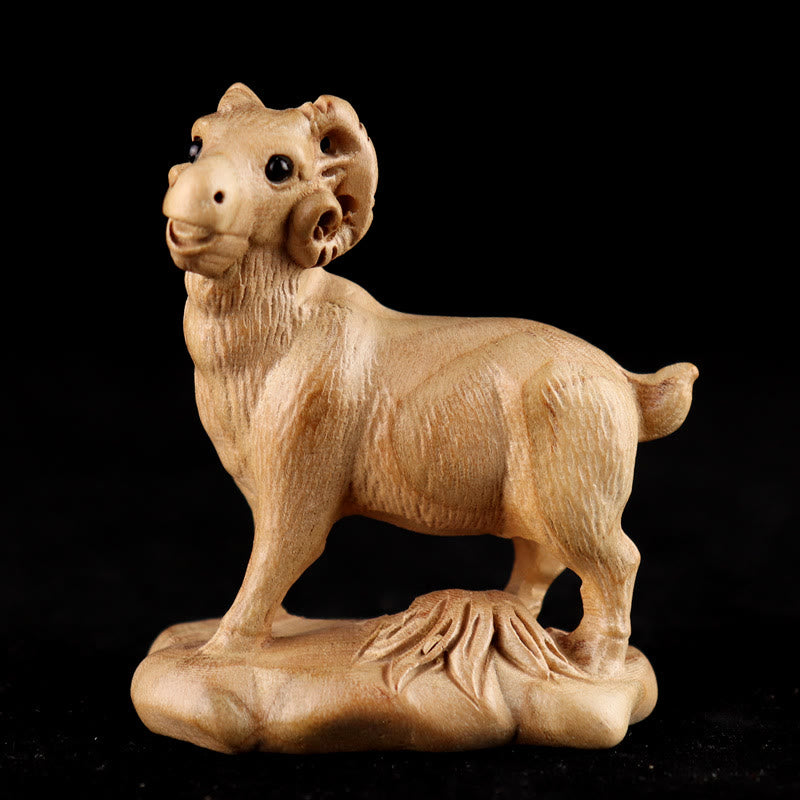 Buddha Stones, Jahr der Schlange, chinesisches Sternzeichen Fu-Charakter, Pfirsichholz, Statue für Zuhause, Dekoration - Ziege - Höhe 11,5 cm - image 22