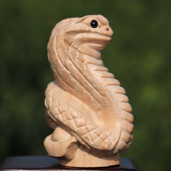 Buddha Stones, Jahr der Schlange, chinesisches Sternzeichen Fu-Charakter, Pfirsichholz, Statue für Zuhause, Dekoration - Schlangenkobra - Höhe 11,5 cm - image 3