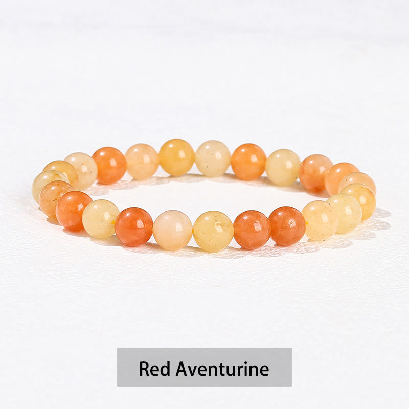 Buddha Stones Verschiedene Kristallsteine ​​Amethyst Grüner Aventurin Rosenquarz Heilarmband - Roter Aventurin - 10 mm (Handgelenkumfang 14–16 cm) - image 13