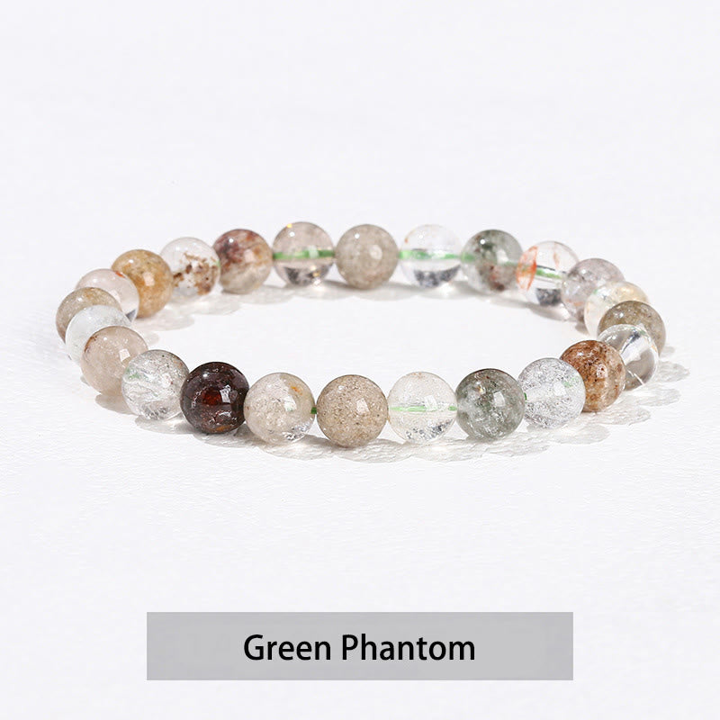 Buddha Stones Verschiedene Kristallsteine ​​Amethyst Grüner Aventurin Rosenquarz Heilarmband - Grünes Phantom - 10 mm (Handgelenkumfang 14–16 cm) - image 24