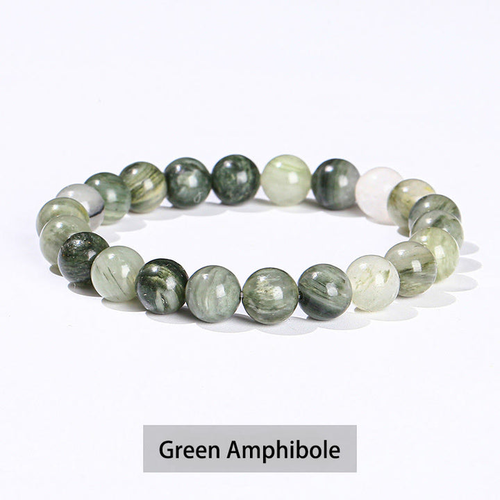 Buddha Stones Verschiedene Kristallsteine ​​Amethyst Grüner Aventurin Rosenquarz Heilarmband - Grüner Amphibol - 10 mm (Handgelenkumfang 14–16 cm) - image 36