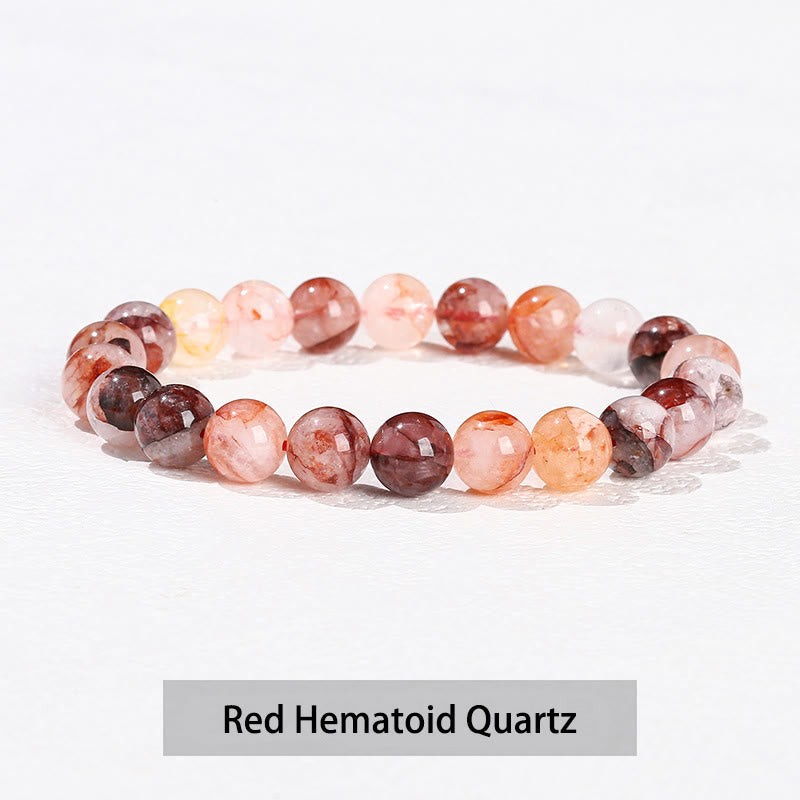 Buddha Stones Verschiedene Kristallsteine ​​Amethyst Grüner Aventurin Rosenquarz Heilarmband - Roter Hämatoidquarz - 10 mm (Handgelenkumfang 14–16 cm) - image 26