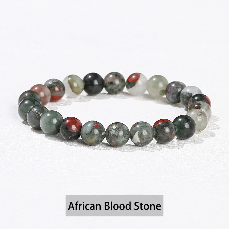 Buddha Stones Verschiedene Kristallsteine ​​Amethyst Grüner Aventurin Rosenquarz Heilarmband - Afrikanischer Blutstein - 10 mm (Handgelenkumfang 14–16 cm) - image 30