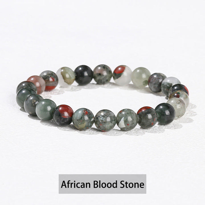 Buddha Stones Verschiedene Kristallsteine ​​Amethyst Grüner Aventurin Rosenquarz Heilarmband - Afrikanischer Blutstein - 10 mm (Handgelenkumfang 14–16 cm) - image 30
