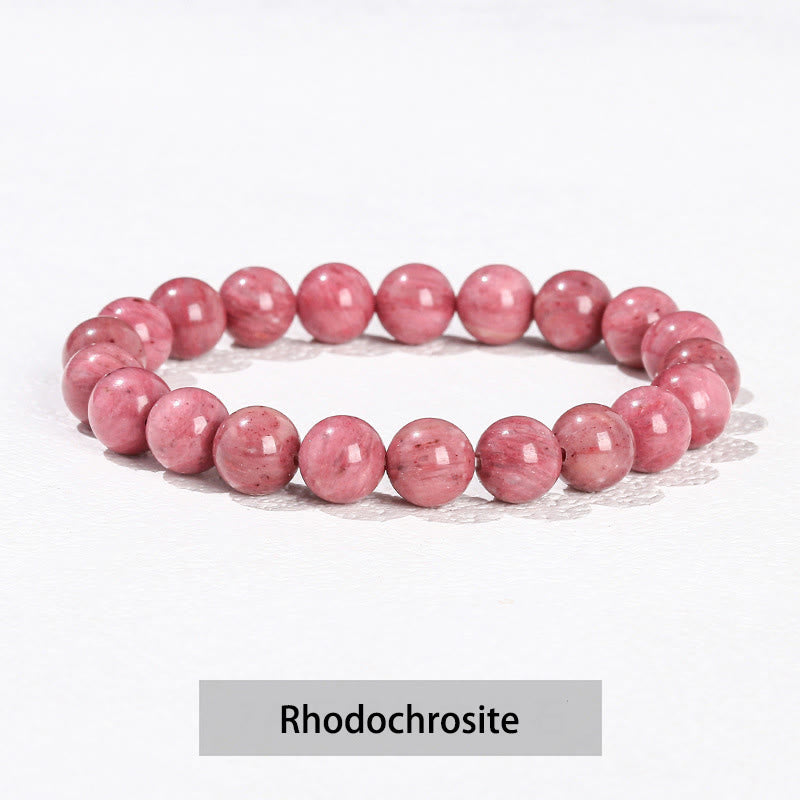 Buddha Stones Verschiedene Kristallsteine ​​Amethyst Grüner Aventurin Rosenquarz Heilarmband - Rhodonit - 10 mm (Handgelenkumfang 14–16 cm) - image 33