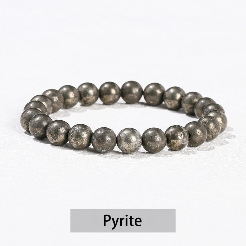 Buddha Stones Verschiedene Kristallsteine ​​Amethyst Grüner Aventurin Rosenquarz Heilarmband - Pyrit - 10 mm (Handgelenkumfang 14–16 cm) - image 39