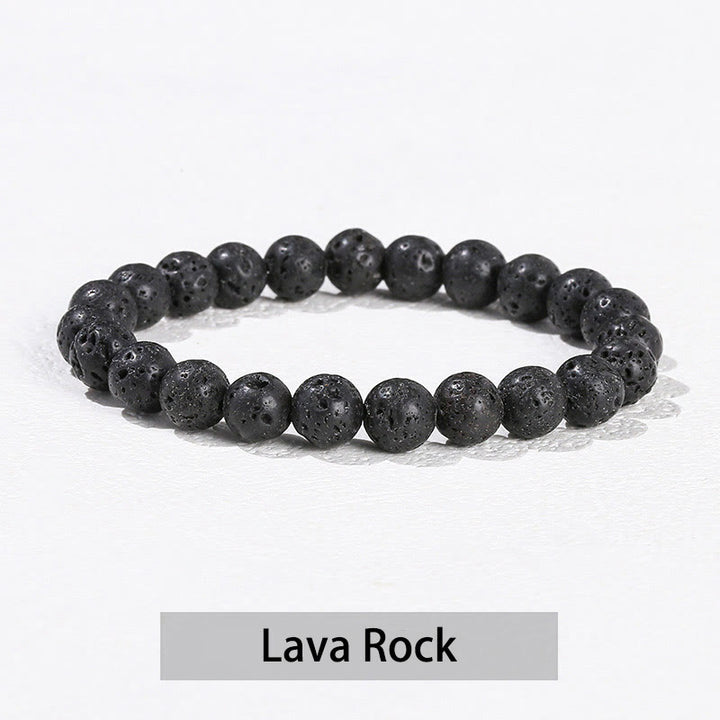 Buddha Stones Verschiedene Kristallsteine ​​Amethyst Grüner Aventurin Rosenquarz Heilarmband - Lavastein - 10 mm (Handgelenkumfang 14–16 cm) - image 40
