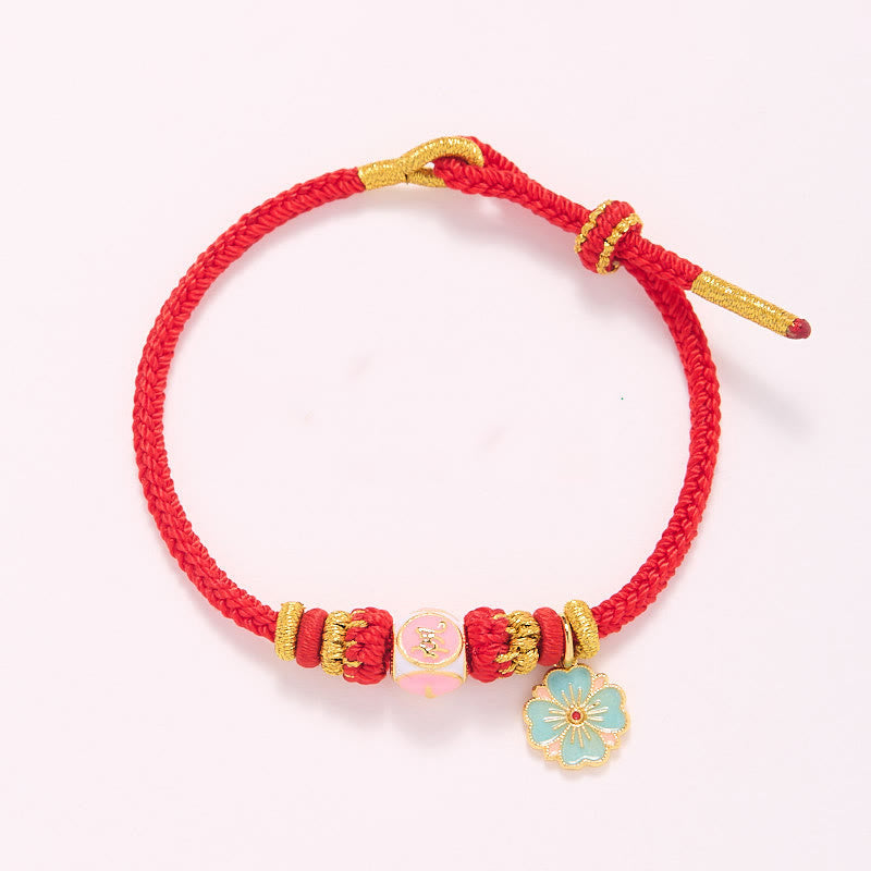 Buddha Stones , rote Schnur, vergoldetes Kupfer, Pfirsichblüte, Yi Fan, Feng-Shun-Schutz, geflochtenes Armband