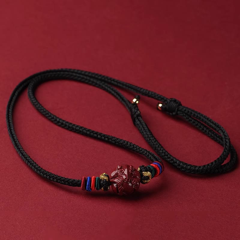 Buddha Stones ​​Zinnober Chinesisches Sternzeichen Schwarze Schnur Segen Halskette Anhänger - Zinnober-Kaninchen - image 19