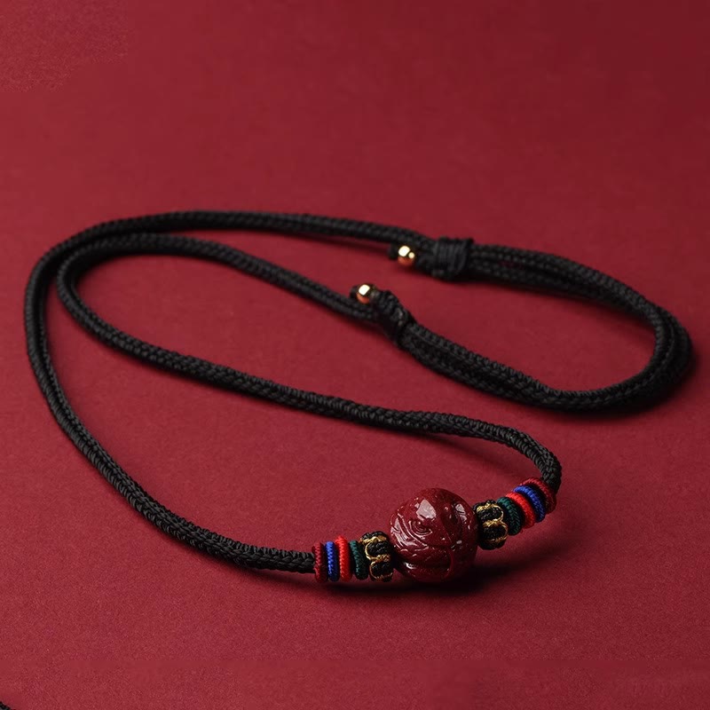 Buddha Stones ​​Zinnober Chinesisches Sternzeichen Schwarze Schnur Segen Halskette Anhänger - Zinnoberschlange - image 22