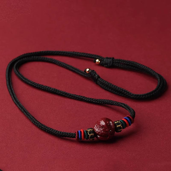 Buddha Stones ​​Zinnober Chinesisches Sternzeichen Schwarze Schnur Segen Halskette Anhänger - Zinnoberschlange - image 22