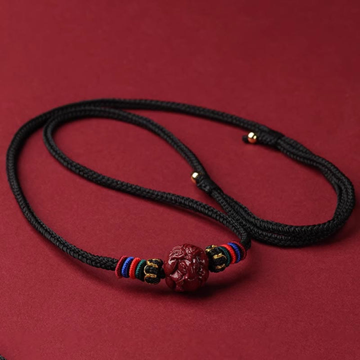 Buddha Stones ​​Zinnober Chinesisches Sternzeichen Schwarze Schnur Segen Halskette Anhänger - Zinnoberpferd - image 23