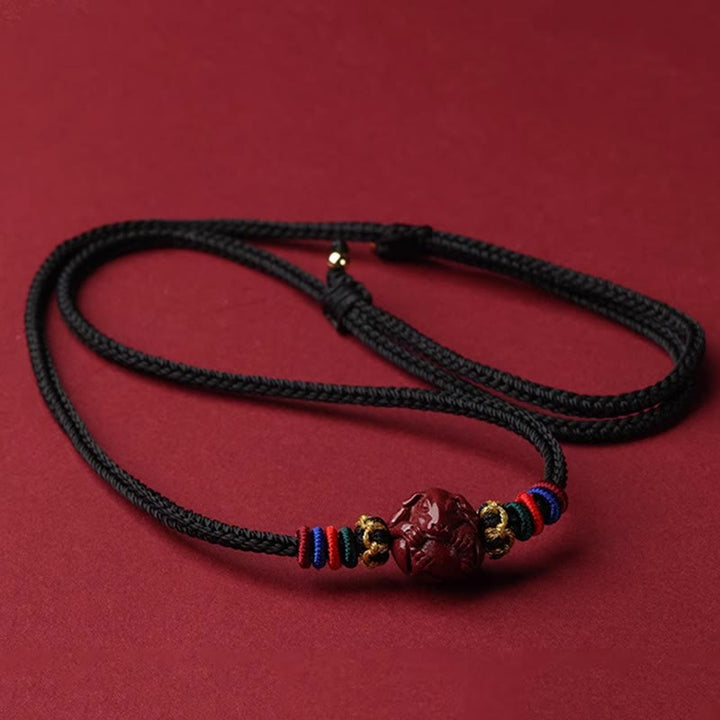 Buddha Stones ​​Zinnober Chinesisches Sternzeichen Schwarze Schnur Segen Halskette Anhänger - Zinnoberhund - image 27