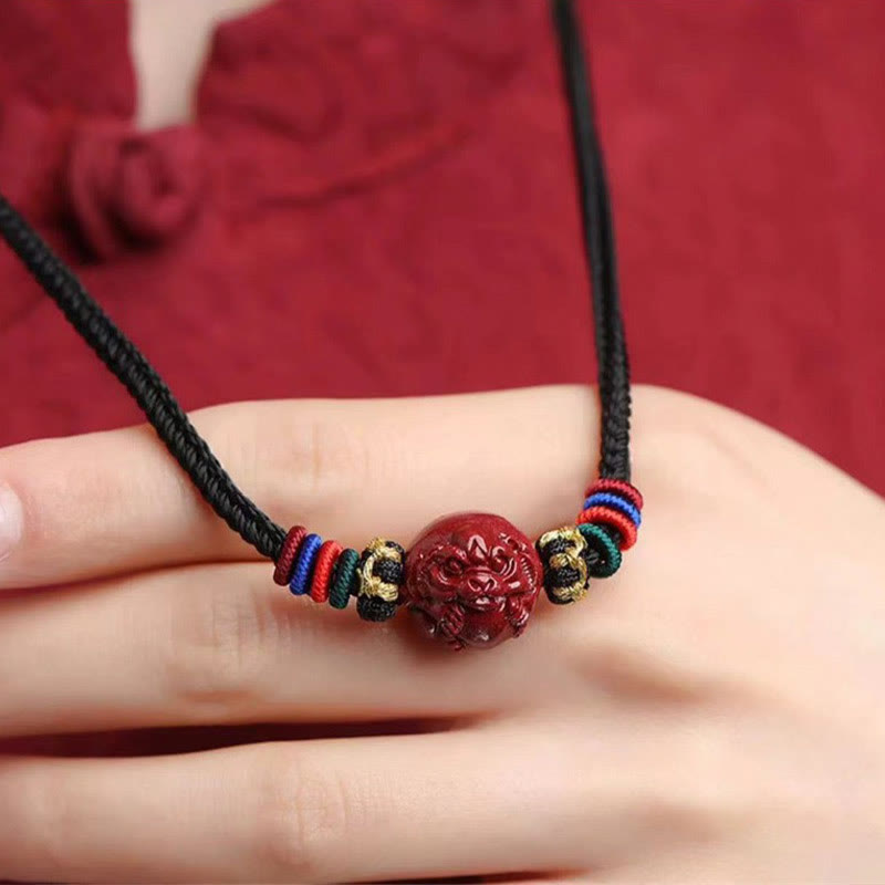 Buddha Stones ​​Zinnober Chinesisches Sternzeichen Schwarze Schnur Segen Halskette Anhänger - image 12
